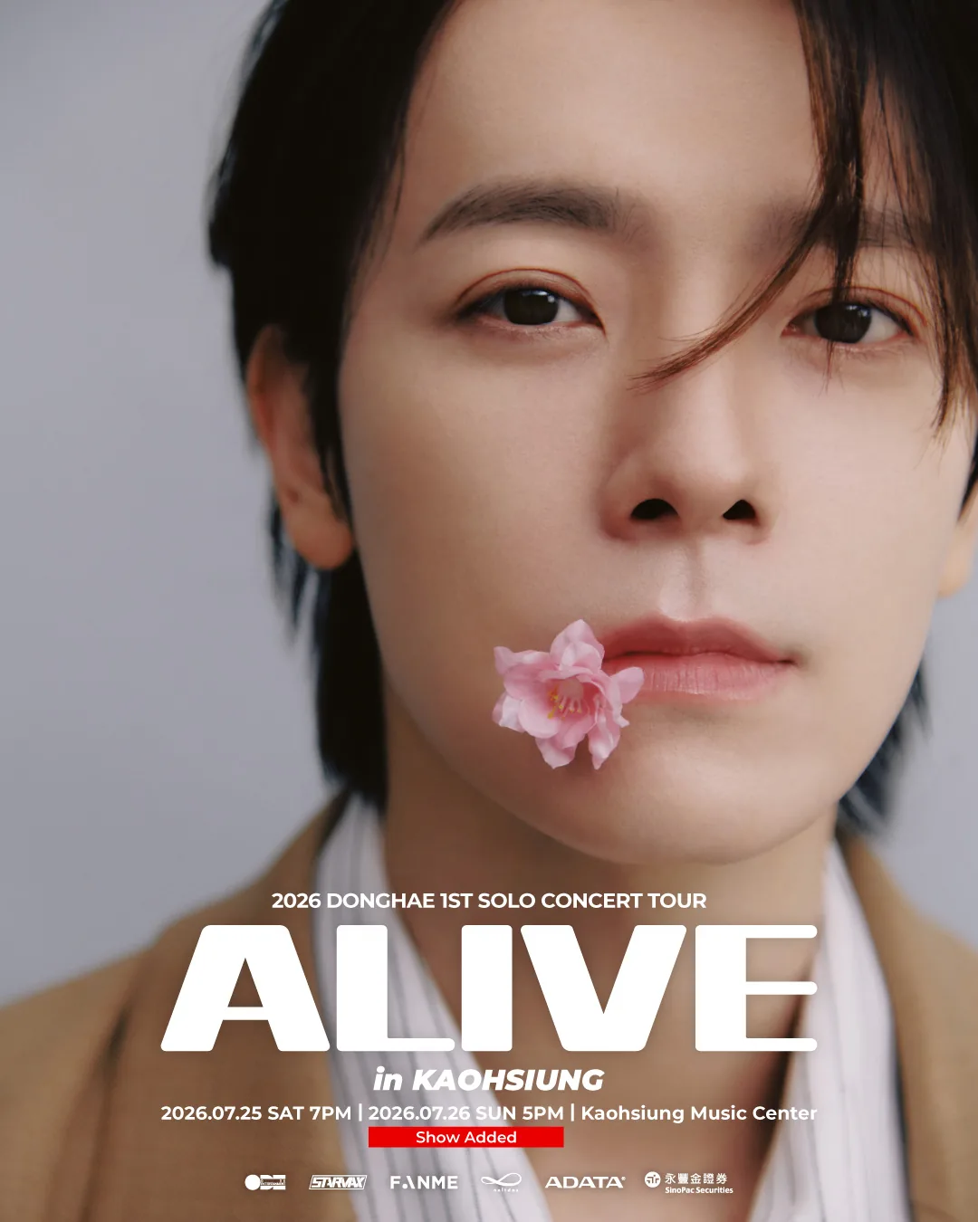 2026 DONGHAE 1st Solo Concert Tour ALIVE in Kaohsiung — official poster, Kaohsiung Music Center, Jul 25 7 PM and added show Jul 26 5 PM 2026